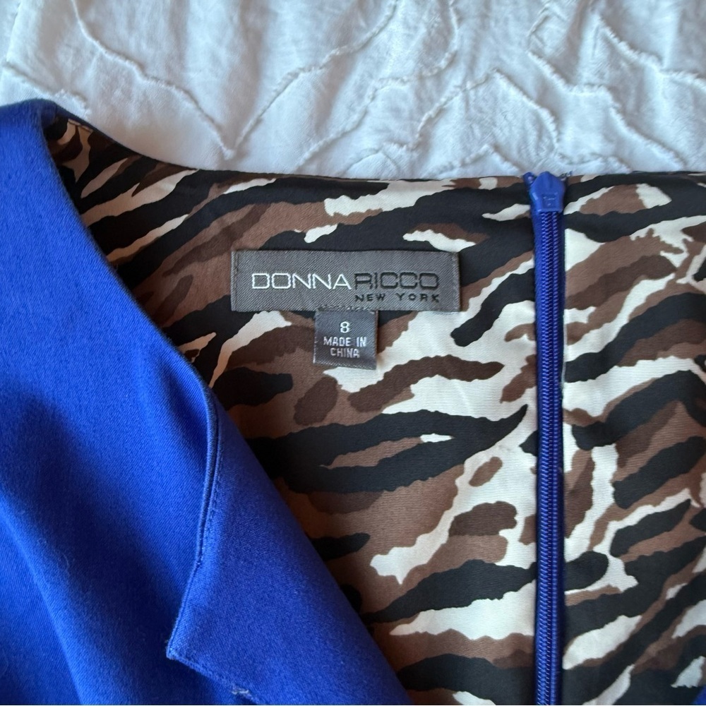 Donna Ricco Royal Blue Midi Dress Formal Wedding Guest Dress - Picture 6 of 9